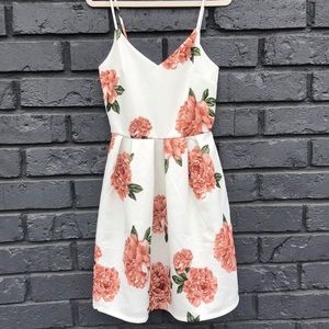 Sleeveless white floral dress